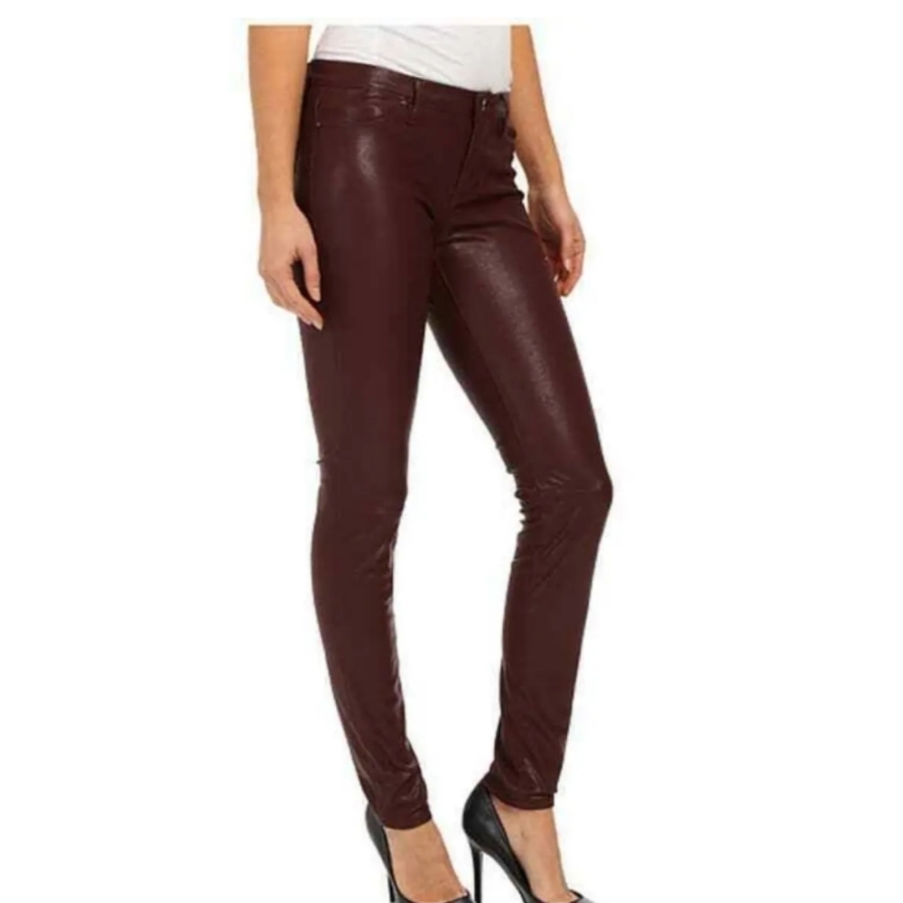 Blank NYC Spray On Dark Burgundy Moto Biker style Mid Rise Leggings Stretchy 26
